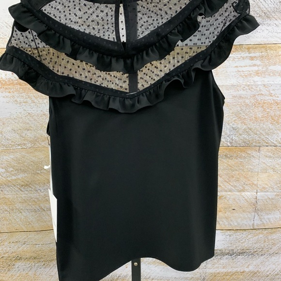 Amanda Uprichard black party blouse Swiss dot lace - Picture 2 of 4